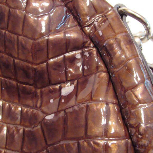 Jenrigo Large Embossed Green Leather Double Handle Satchel/Tote Handbag - Picture 9 of 14